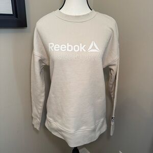 Reebok Cream Logo Crewneck Sweatshirt Women’s‎ S Long Sleeve Pullover